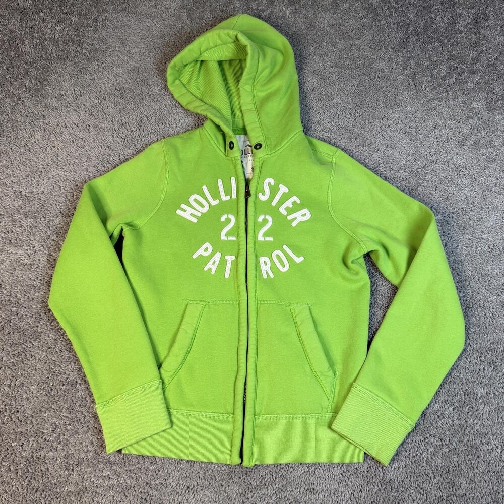 Vintage Y2K Hollister Hoodie Womens S Green Full Zip Thermal Hood Preppy Patrol